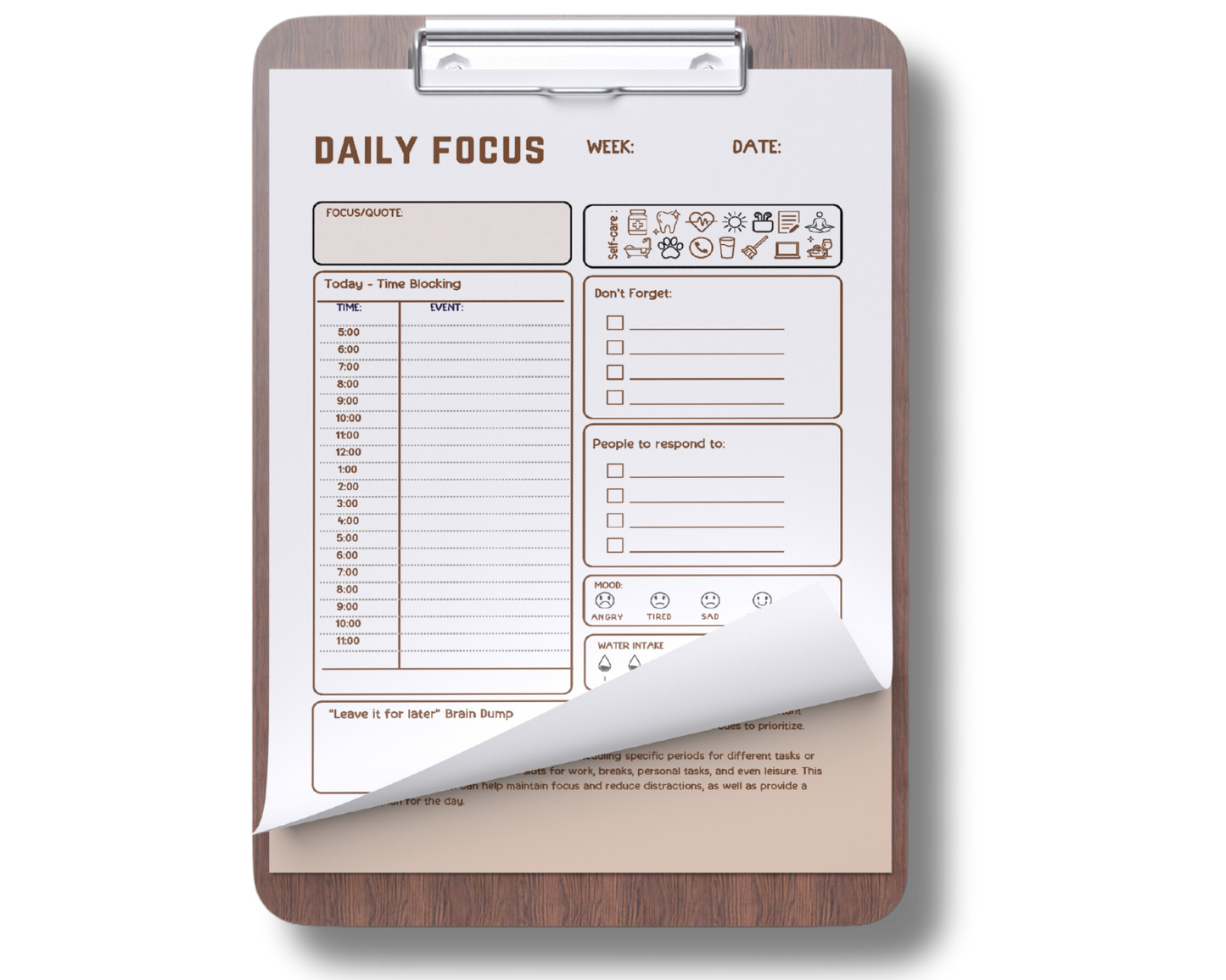 ADHD Printable Planner - Brain Wave Focus