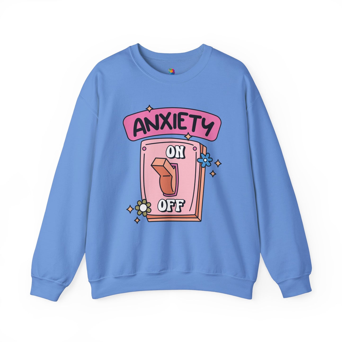 "Anxiety On/Off" Crewneck Sweatshirt - Brain Wave Focus