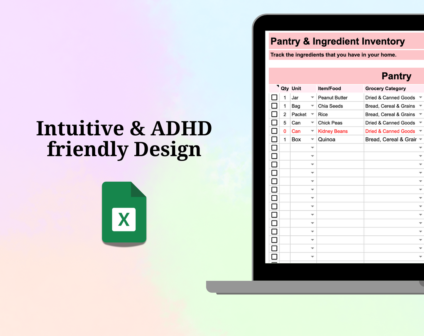 Pantry Inventory Management Google Spreadsheet Template - Brain Wave Focus