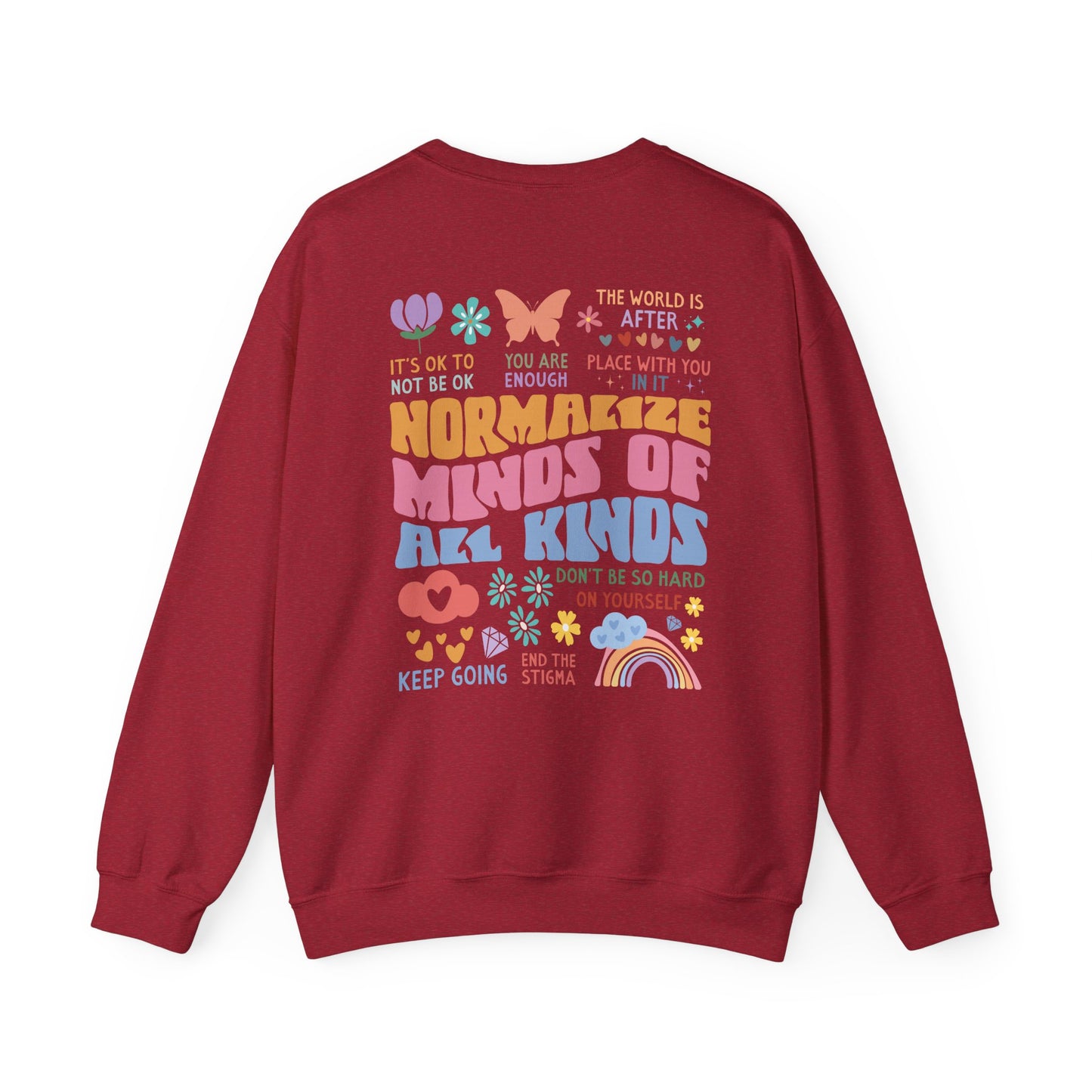 "Normalize All Kind of Minds" Crewneck Sweatshirt (Front & Back Design) - Brain Wave Focus