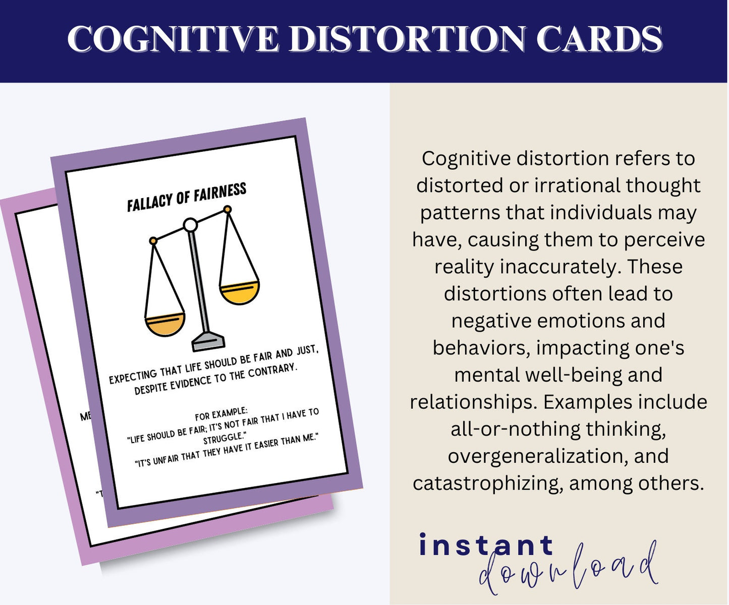 Cognitive Distortion Cards Set