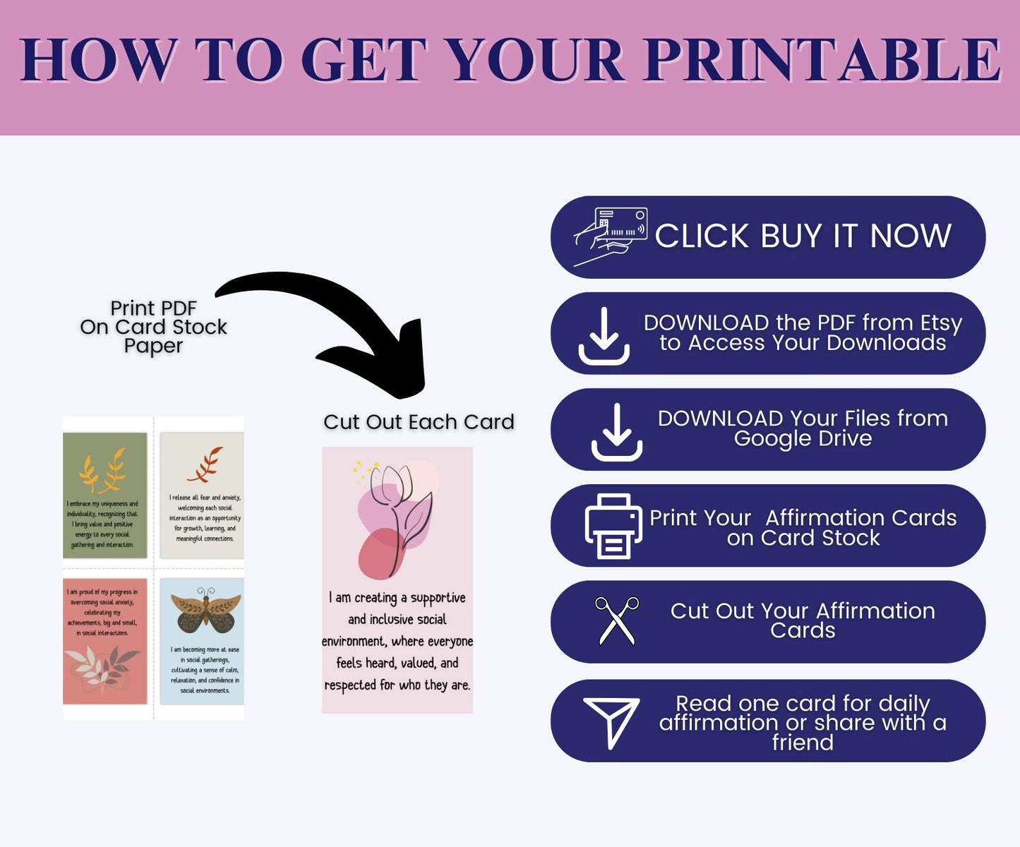 Social Anxiety Coping Statement Card Set - Brain Wave Focus
