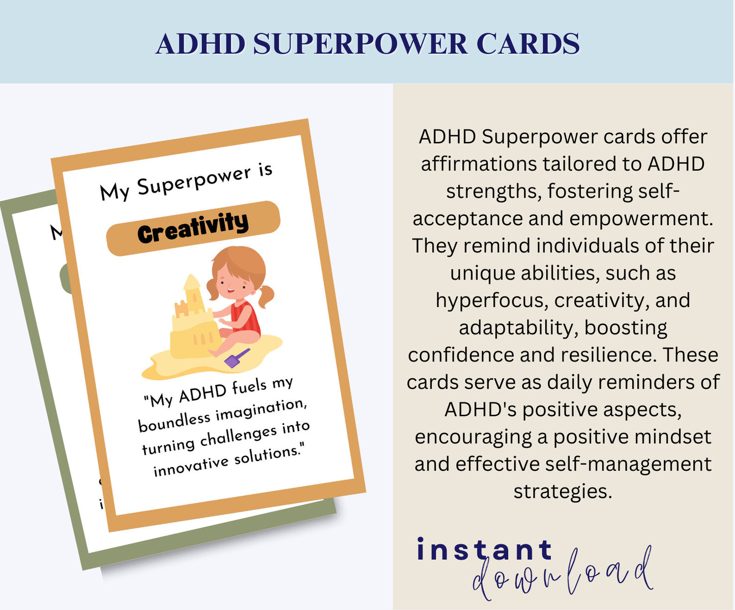 ADHD Superpower Strength Cards for Executive Functioning & Coping Skills