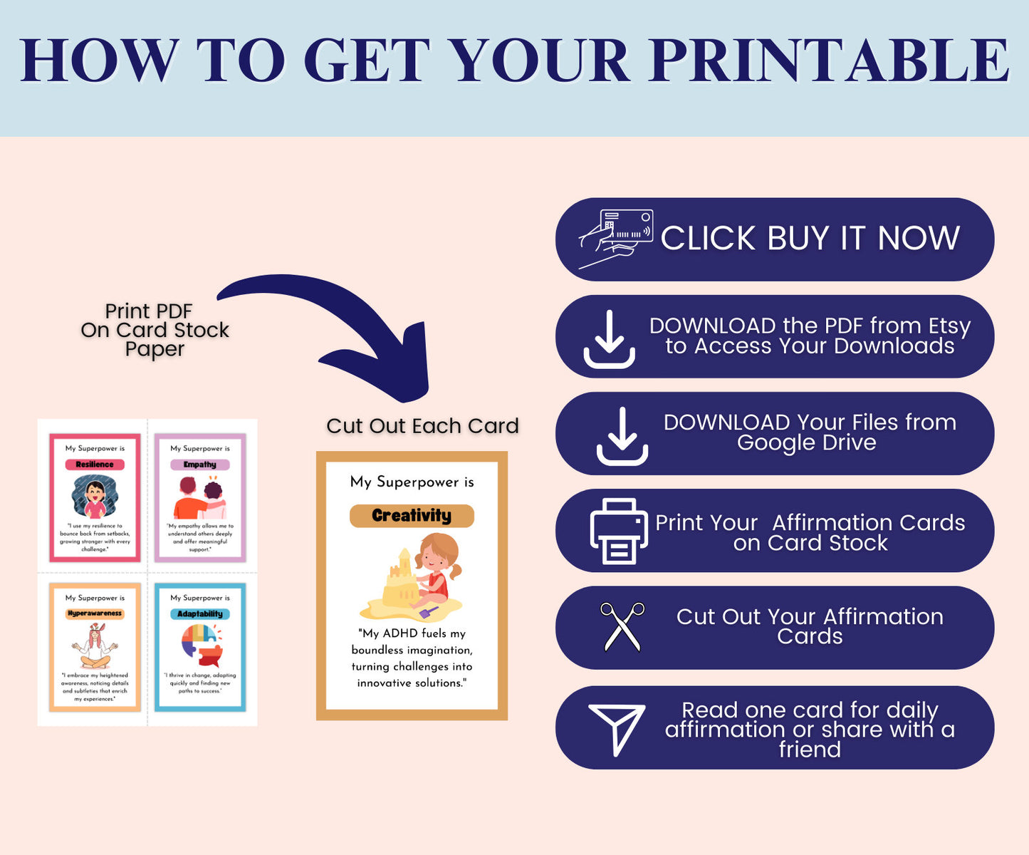 ADHD Superpower Strength Cards for Executive Functioning & Coping Skills - Brain Wave Focus