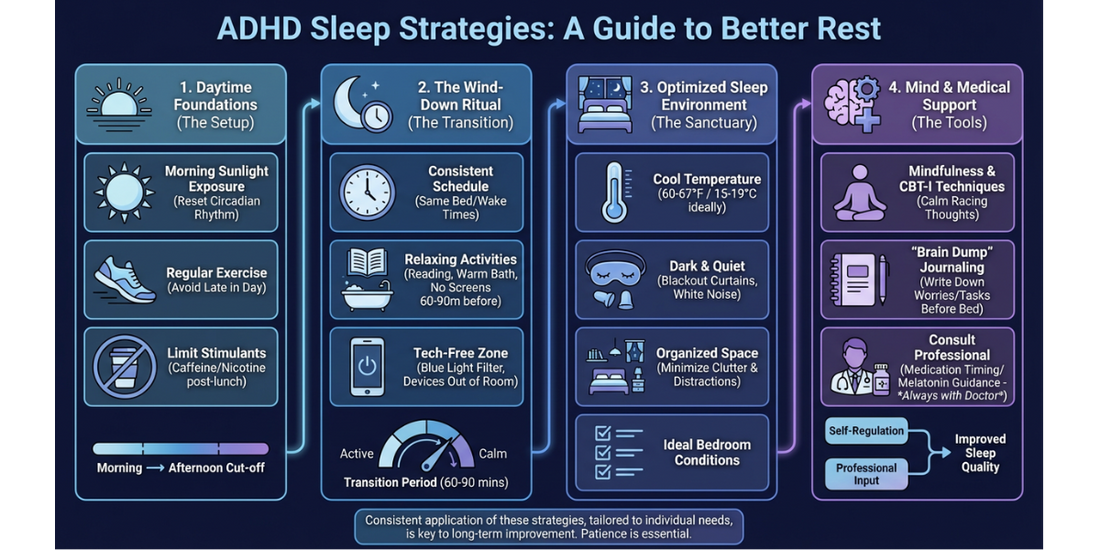 Adhd Sleep Routine ADHD Sleep Strategies: 4 Pillars to Better Rest – Brain Wave Focus