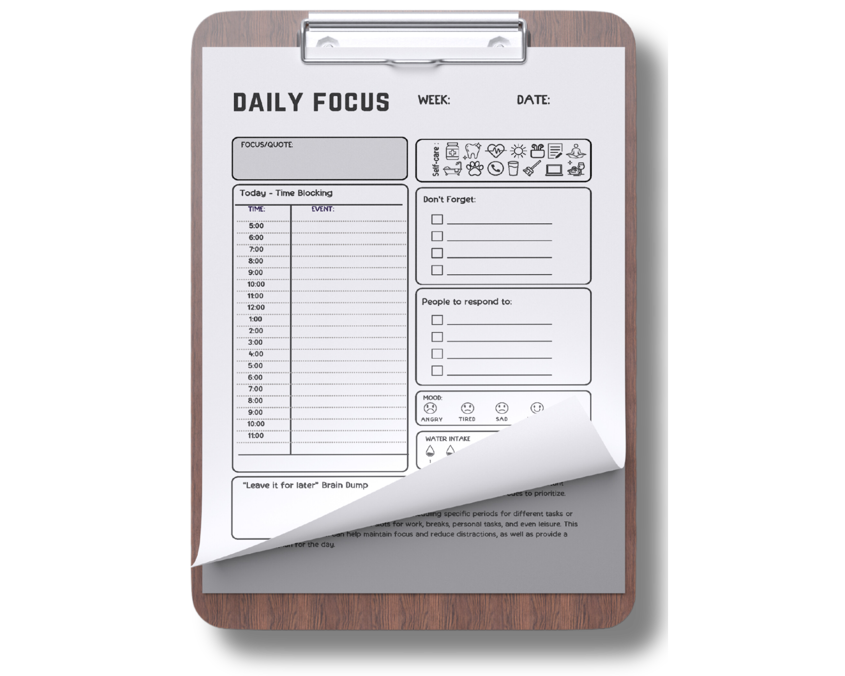 ADHD Printable Planner - Brain Wave Focus