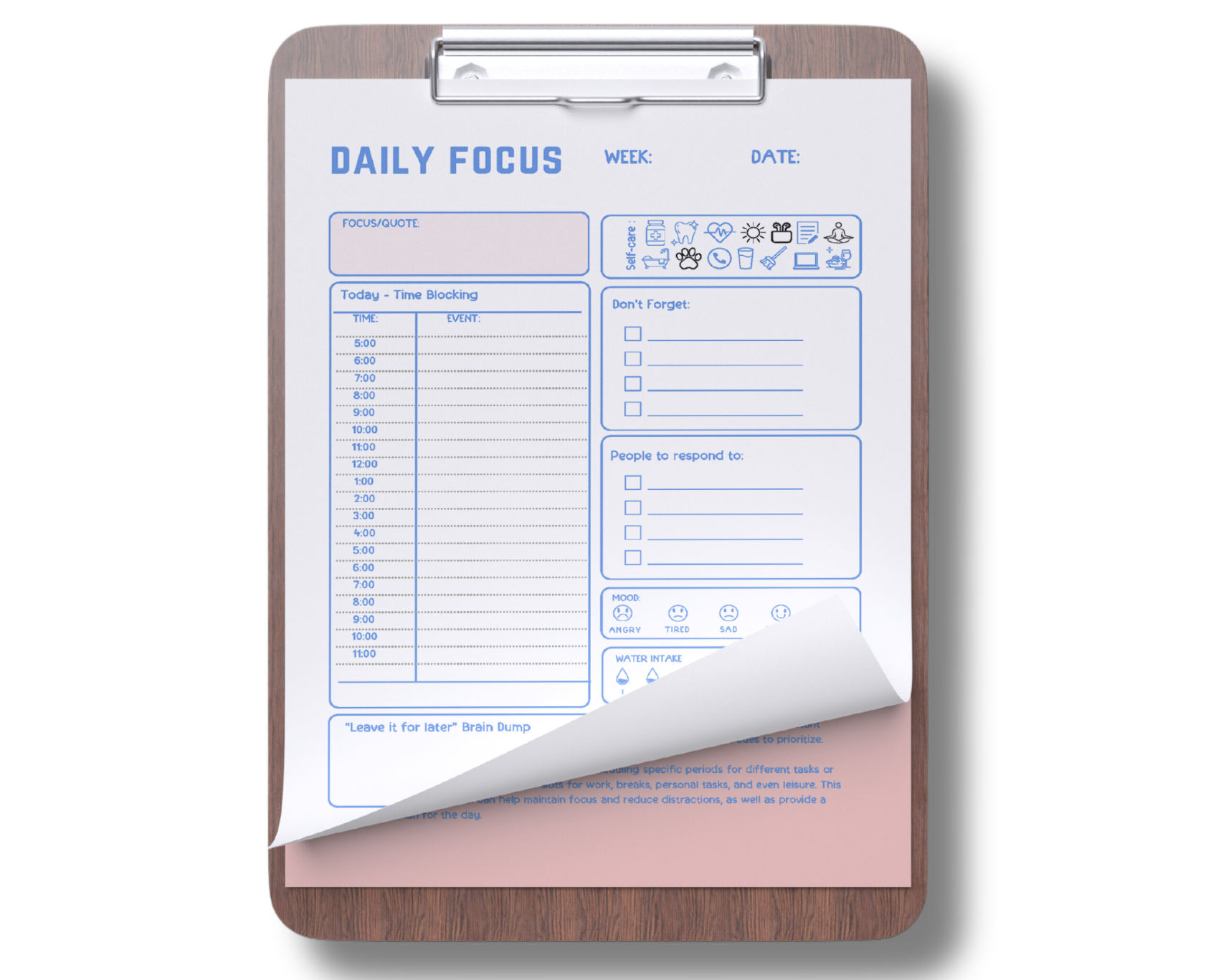ADHD Printable Planner - Brain Wave Focus