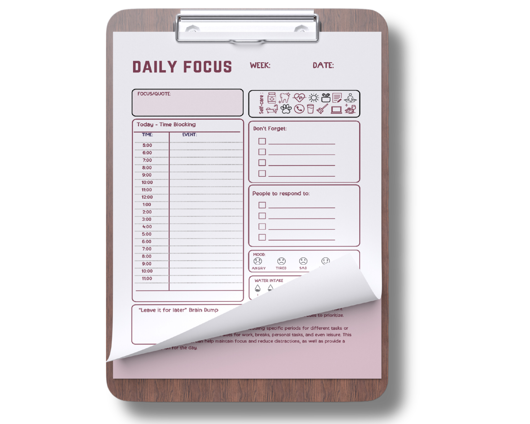 ADHD Printable Planner - Brain Wave Focus