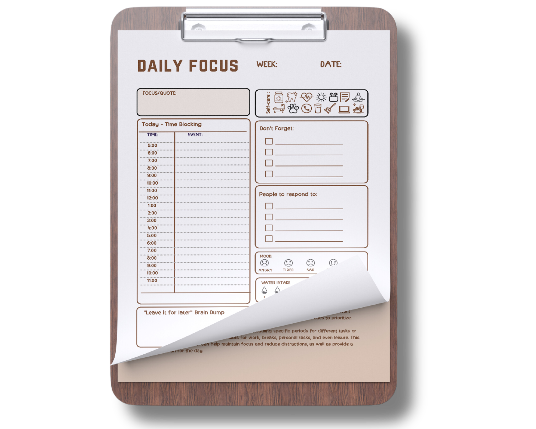 ADHD Printable Planner - Brain Wave Focus