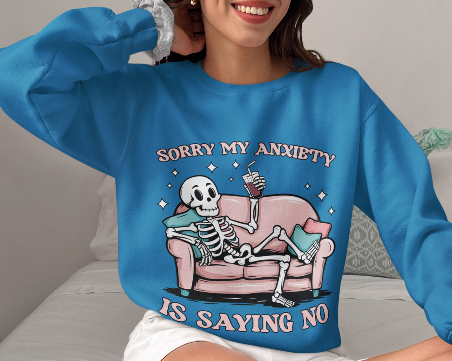 "Sorry My Anxiety Is Saying No" Crewneck Sweatshirt