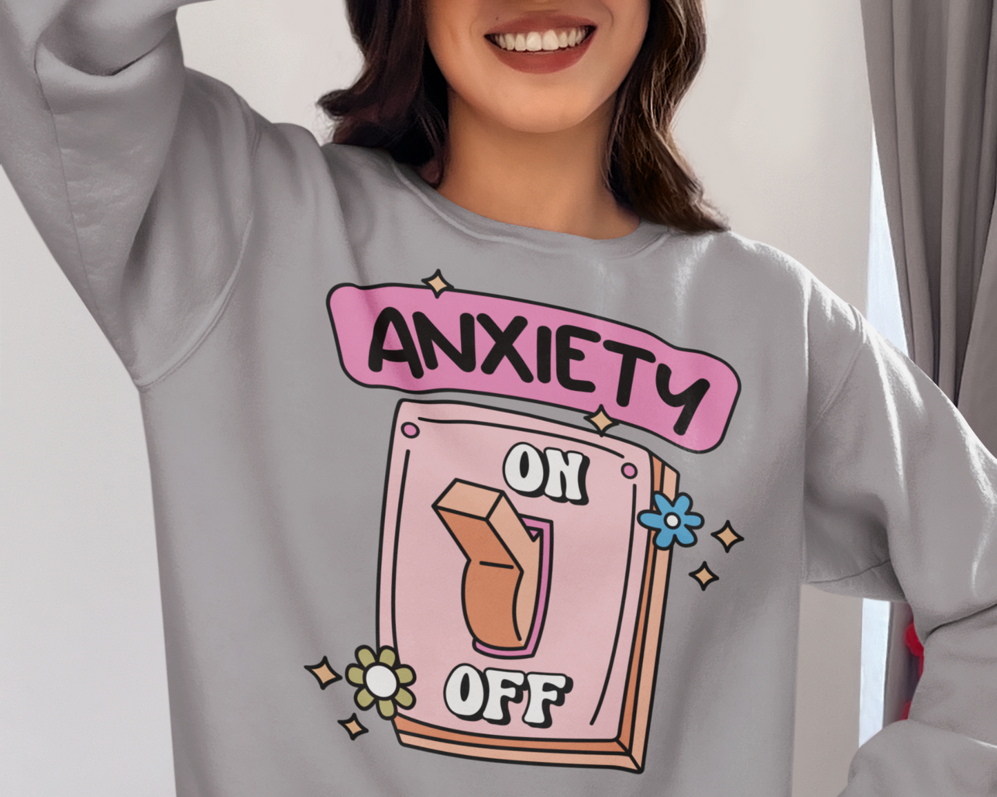 "Anxiety On/Off" Crewneck Sweatshirt