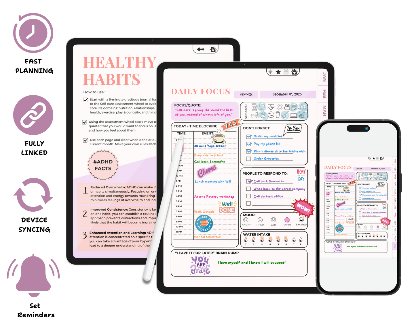 ADHD Digital Planner - Brain Wave Focus