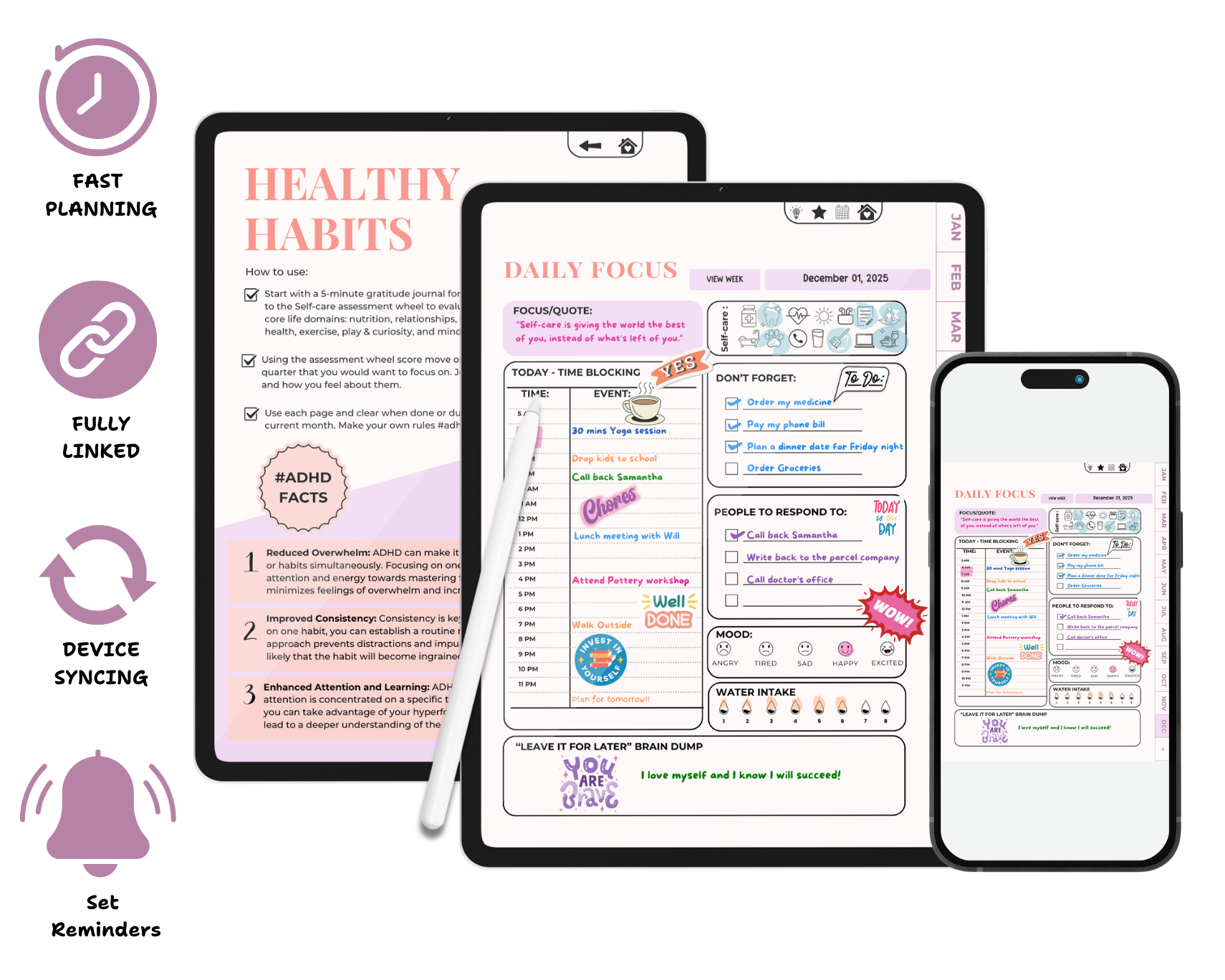 ADHD Digital Planner - Brain Wave Focus
