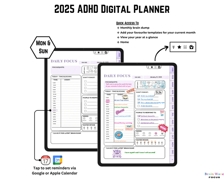 ADHD Digital Planner - Brain Wave Focus