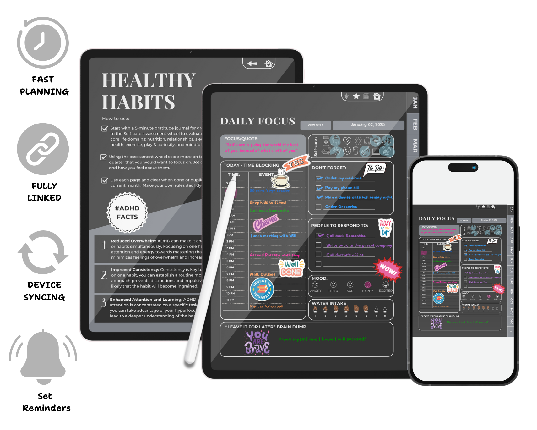 ADHD Digital Planner - Brain Wave Focus