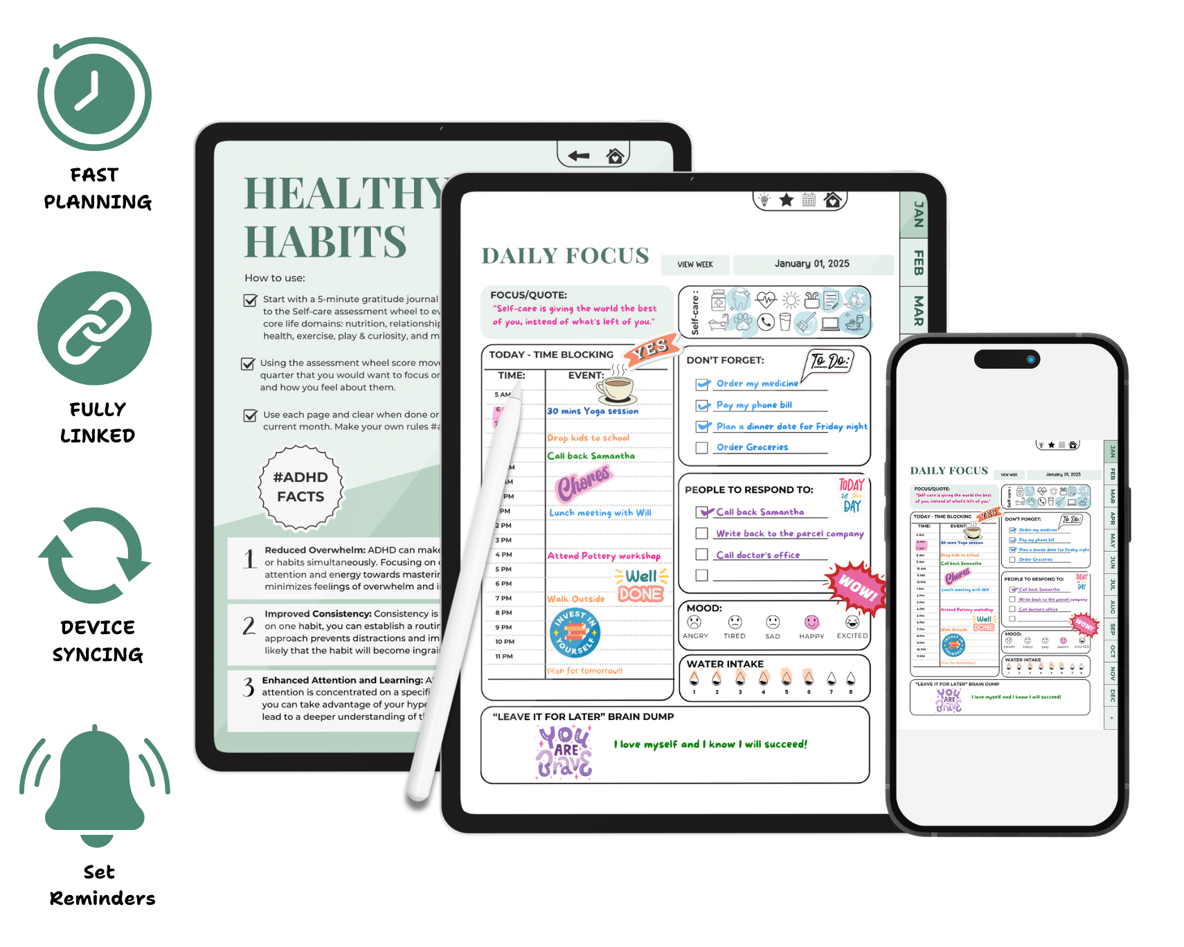 ADHD Digital Planner - Brain Wave Focus