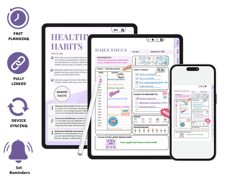 ADHD Digital Planner - Brain Wave Focus