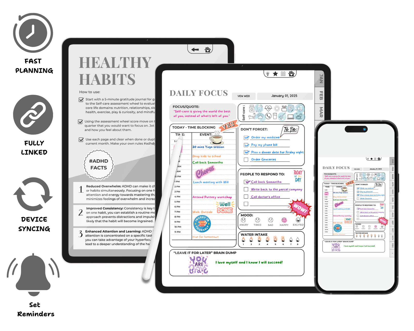 ADHD Digital Planner - Brain Wave Focus