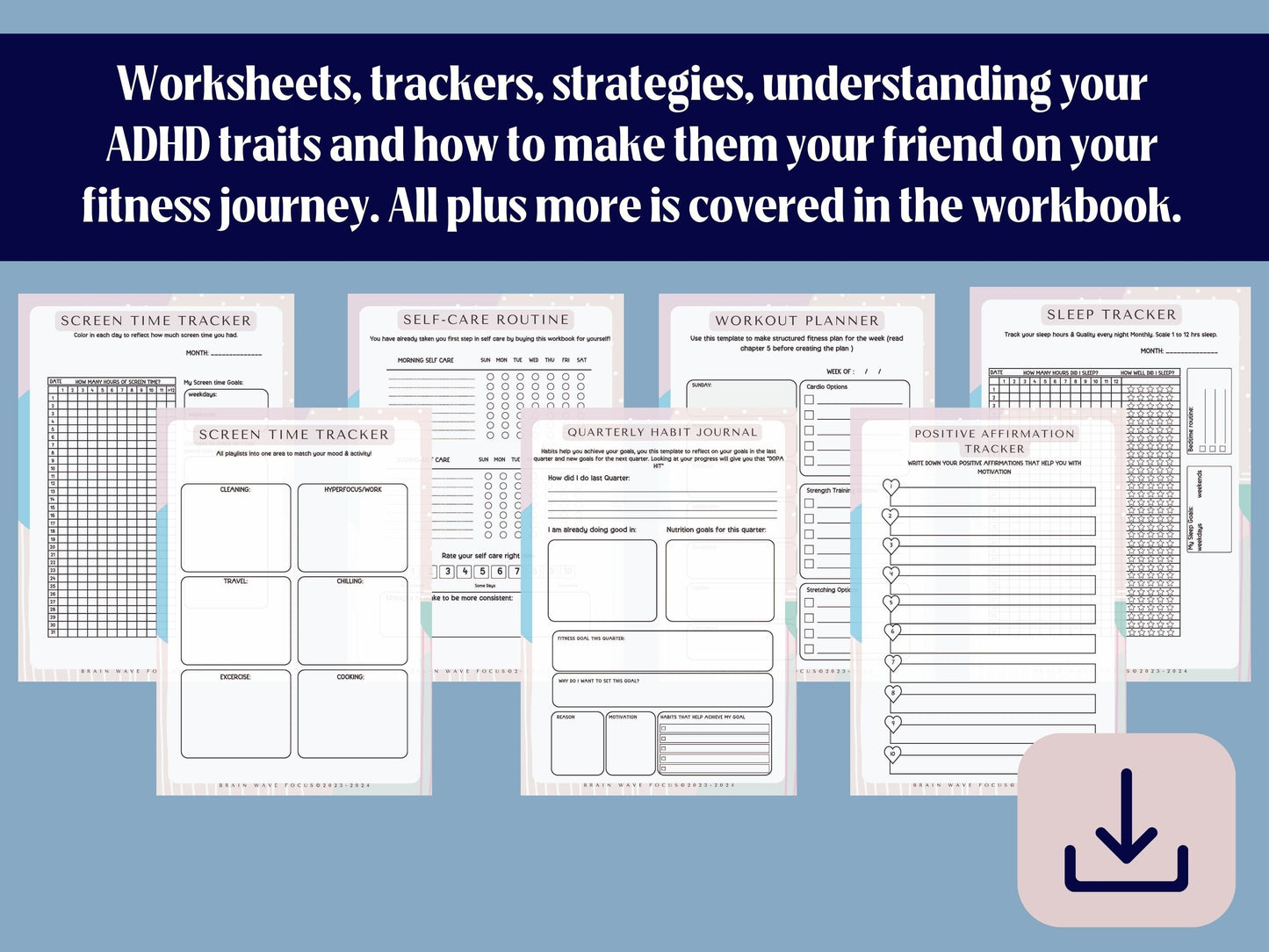 ADHD Digital Fitness Planner Workbook - 71 Pages