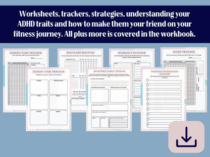 ADHD Digital Fitness Planner Workbook - 71 Pages