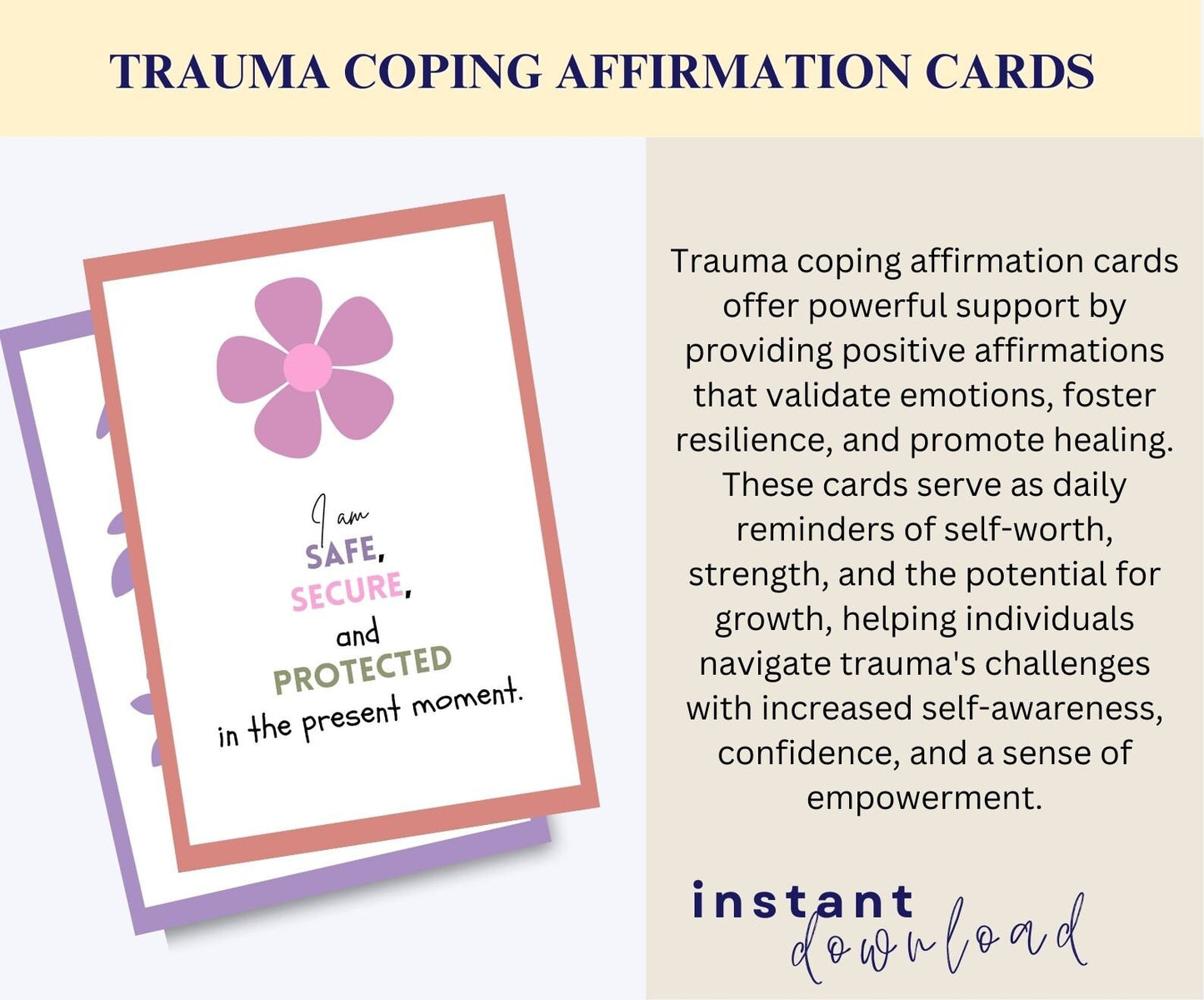 Trauma Affirmation Coping Statement Card Set