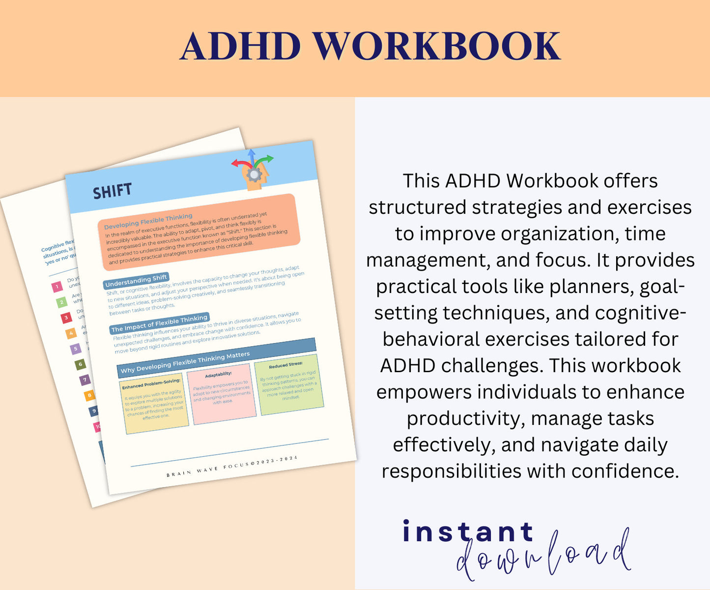 ADHD Executive Functioning workbook - 61 Pages